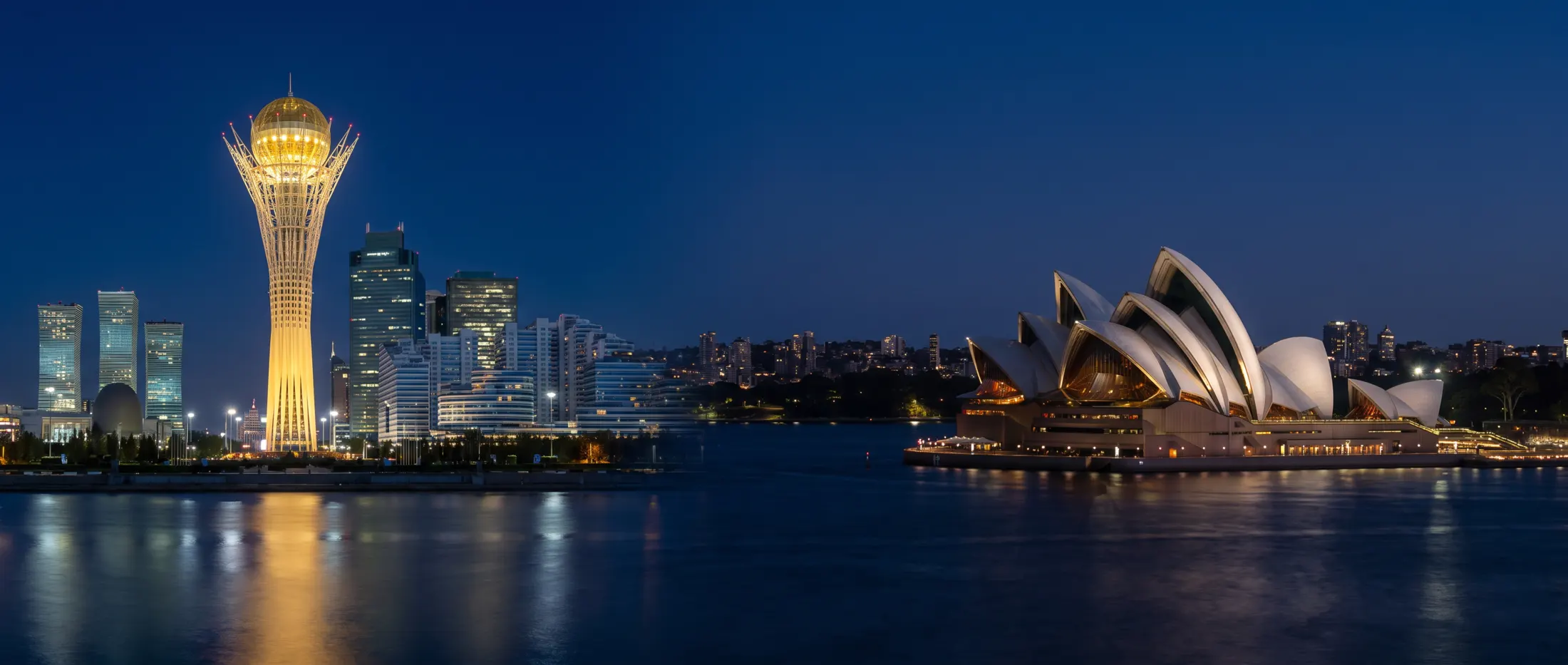 Astana and Sydney Opera House panorama